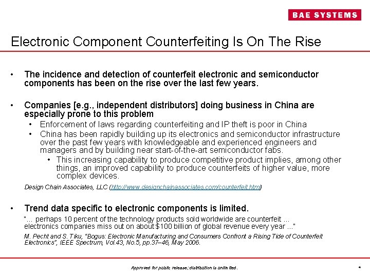 Electronic Component Counterfeiting Is On The Rise • The incidence and detection of counterfeit