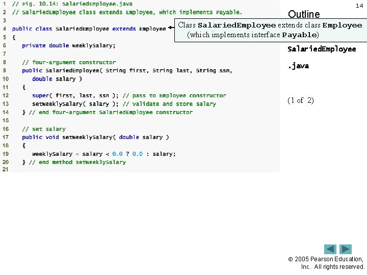 Outline 14 Class Salaried. Employee extends class Employee (which implements interface Payable) Salaried. Employee.