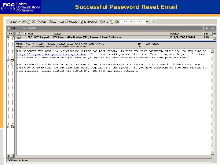 Successful Password Reset Email 