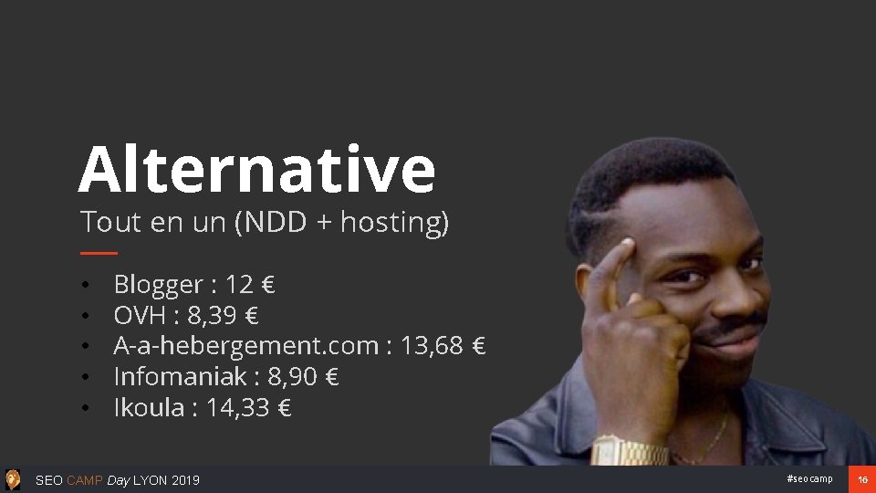 Alternative Tout en un (NDD + hosting) • • • Blogger : 12 €