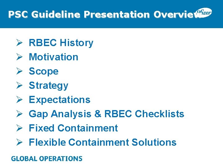 PSC Guideline Presentation Overview Ø Ø Ø Ø RBEC History Motivation Scope Strategy Expectations