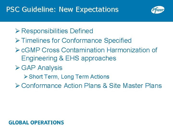 PSC Guideline: New Expectations Ø Responsibilities Defined Ø Timelines for Conformance Specified Ø c.