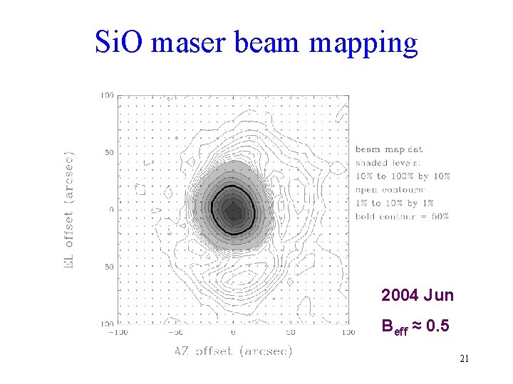 Si. O maser beam mapping 2004 Jun Beff ≈ 0. 5 21 