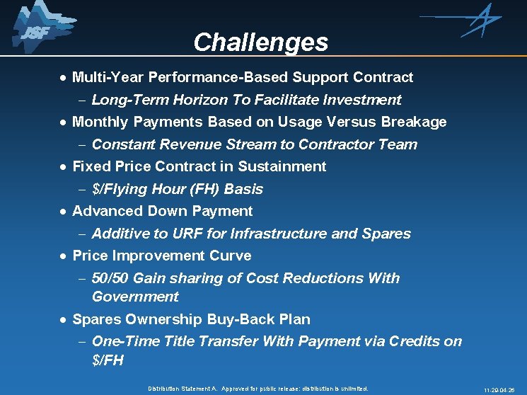 Challenges · Multi-Year Performance-Based Support Contract - Long-Term Horizon To Facilitate Investment · Monthly