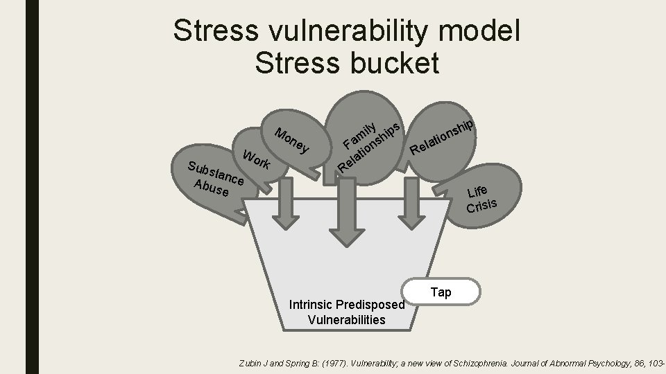 Stress vulnerability model Stress bucket Mo Wo rk Sub stan Abu ce se ne