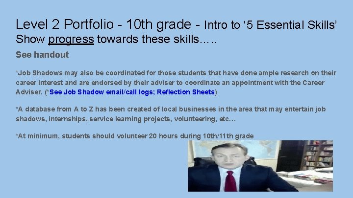 Level 2 Portfolio - 10 th grade - Intro to ‘ 5 Essential Skills’