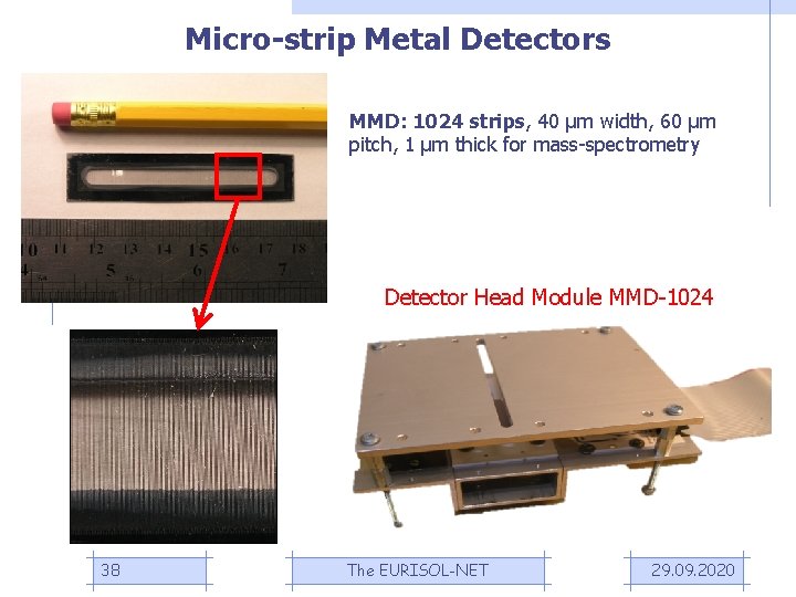 Micro-strip Metal Detectors MMD: 1024 strips, 40 μm width, 60 μm pitch, 1 μm