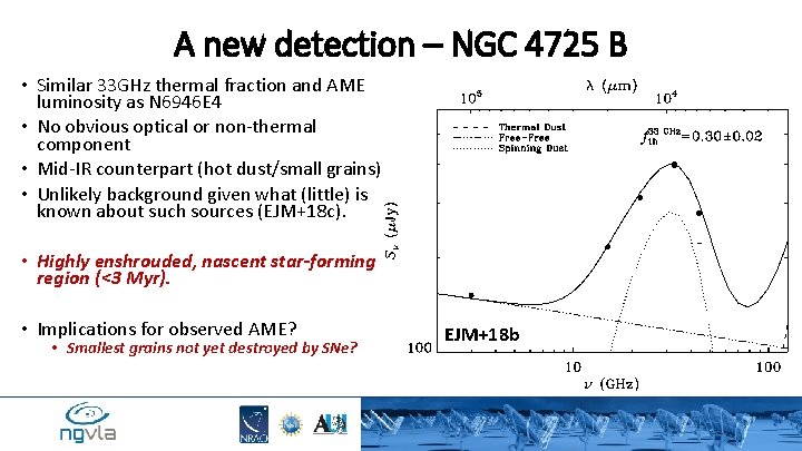 A new detection – NGC 4725 B • Similar 33 GHz thermal fraction and