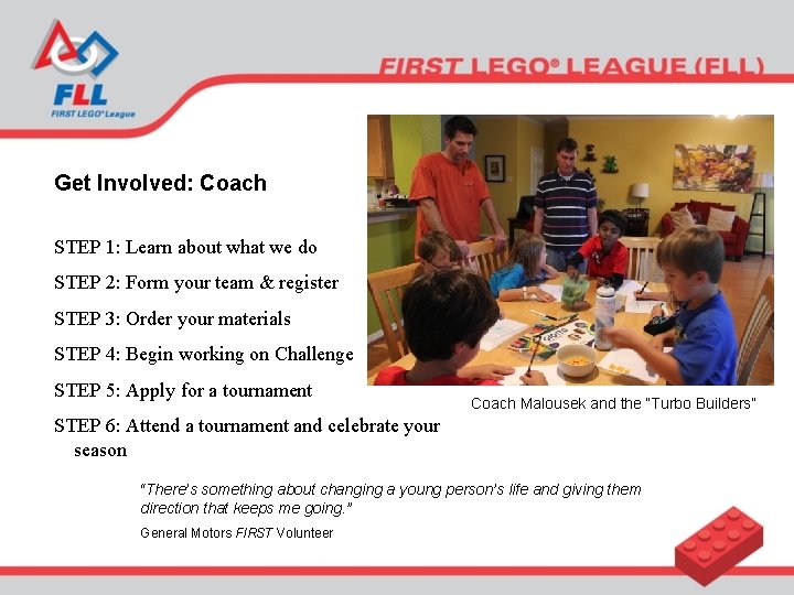 Get Involved: Coach STEP 1: Learn about what we do STEP 2: Form your