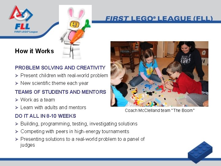 How it Works PROBLEM SOLVING AND CREATIVITY Ø Present children with real-world problem Ø