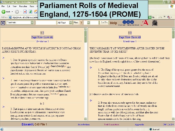 Parliament Rolls of Medieval England, 1275 -1504 (PROME) 