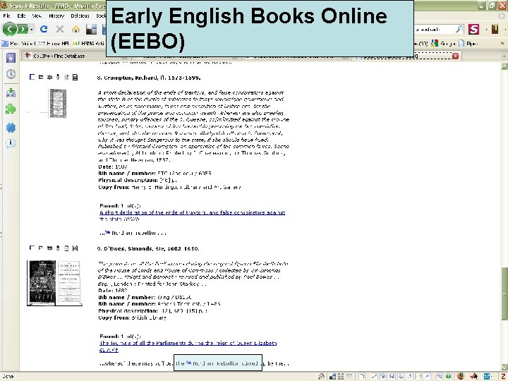 Early English Books Online (EEBO) 1475 -1700 (EEBO) 