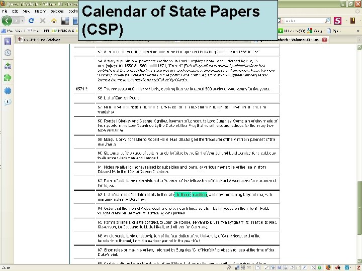 Calendar of State Papers (CSP) 