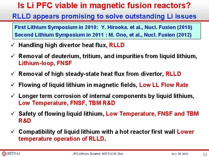 Is Li PFC viable in magnetic fusion reactors? RLLD appears promising to solve outstanding