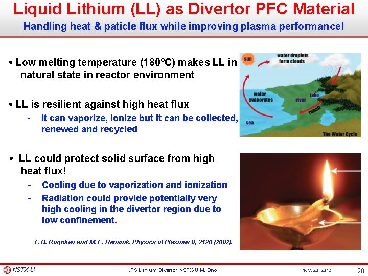 Liquid Lithium (LL) as Divertor PFC Material Handling heat & paticle flux while improving