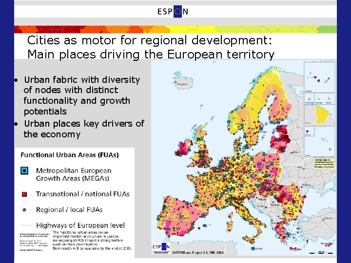 Cities as motor for regional development: Main places driving the European territory • Urban