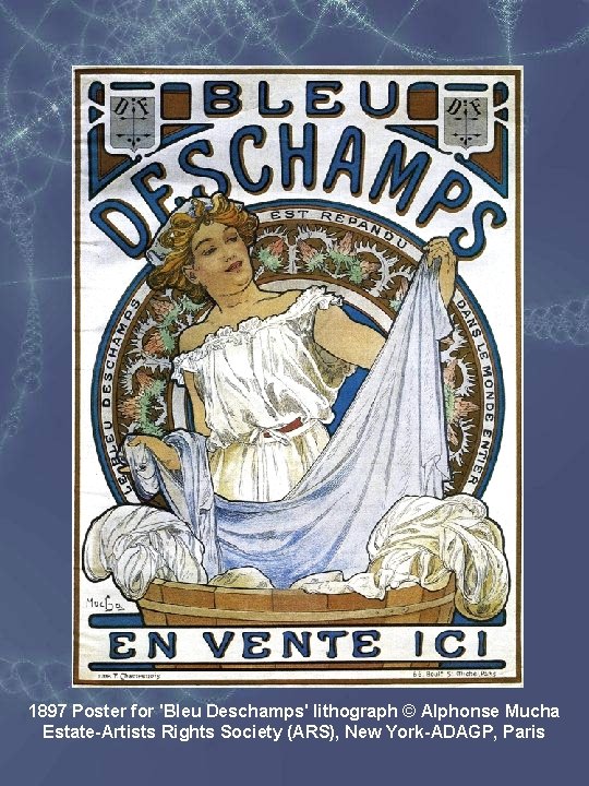 1897 Poster for 'Bleu Deschamps' lithograph © Alphonse Mucha Estate-Artists Rights Society (ARS), New