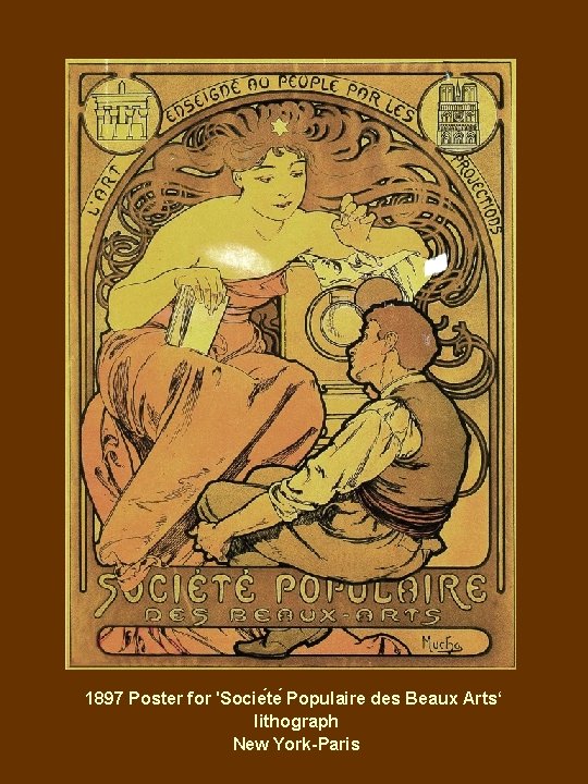 1897 Poster for 'Socie te Populaire des Beaux Arts‘ lithograph New York-Paris 