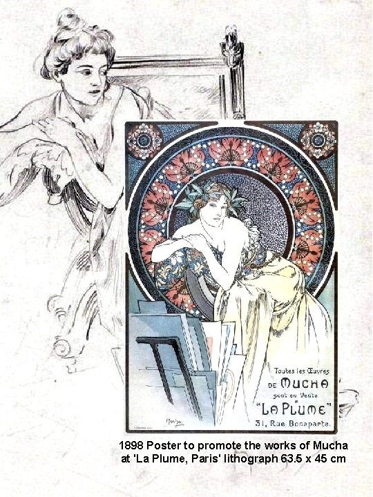 1898 Poster to promote the works of Mucha at 'La Plume, Paris' lithograph 63.