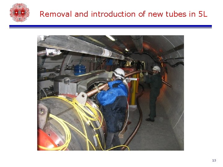 Removal and introduction of new tubes in 5 L 13 