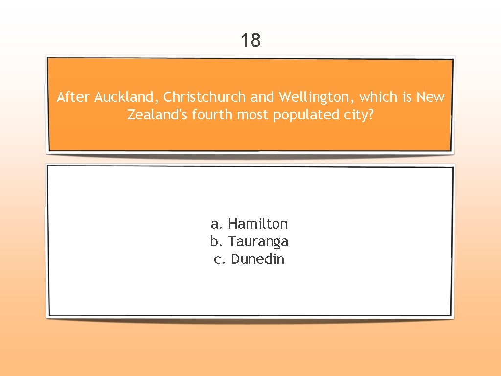 18 After Auckland, Christchurch and Wellington, which is New Zealand's fourth most populated city?