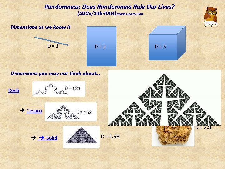 Randomness: Does Randomness Rule Our Lives? (SDGs/14 b-RAN)©Carlos Lemmi, Ph. D Dimensions as we