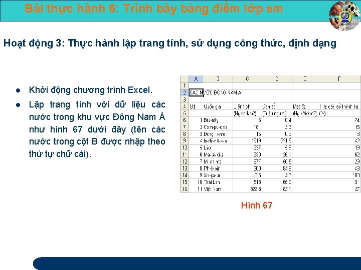 Bài thực hành 6: Trình bày bảng điểm lớp em Hoạt động 3: Thực