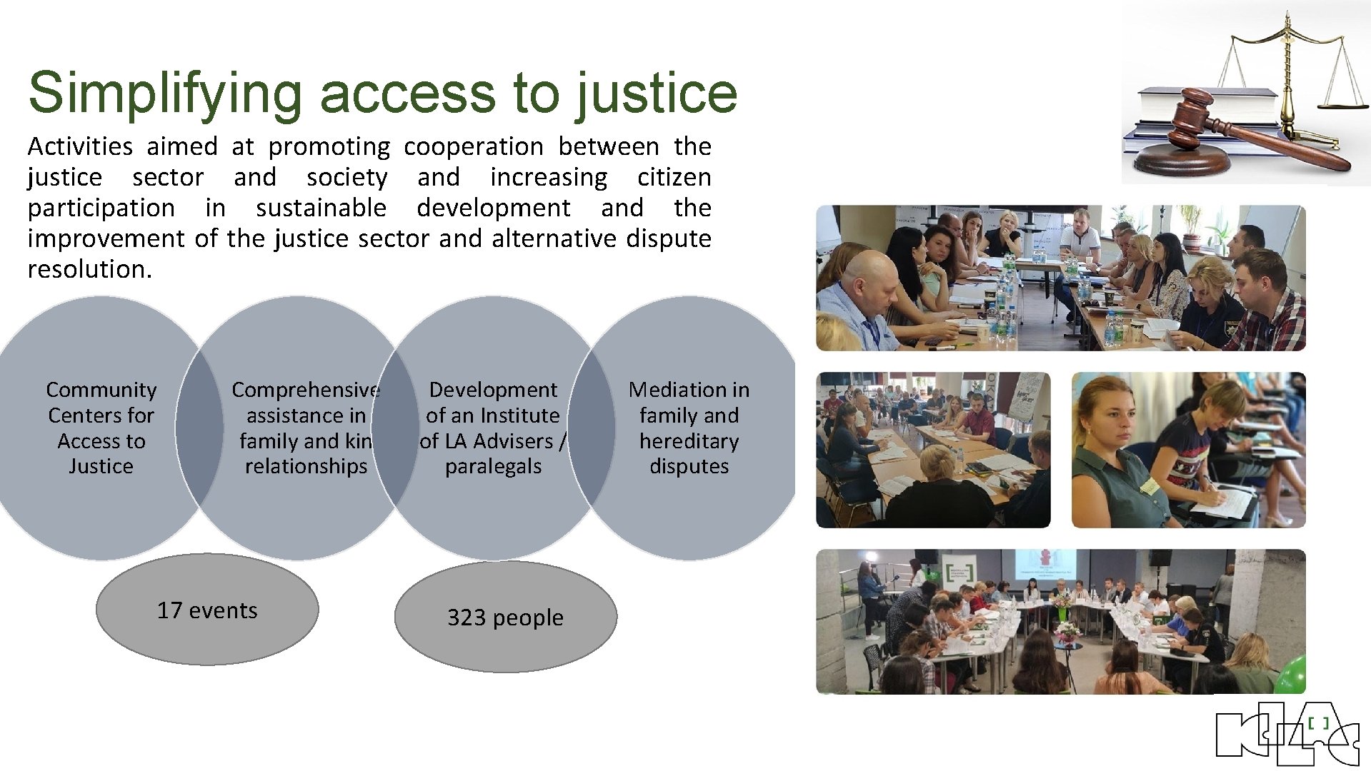 Simplifying access to justice Activities aimed at promoting cooperation between the justice sector and