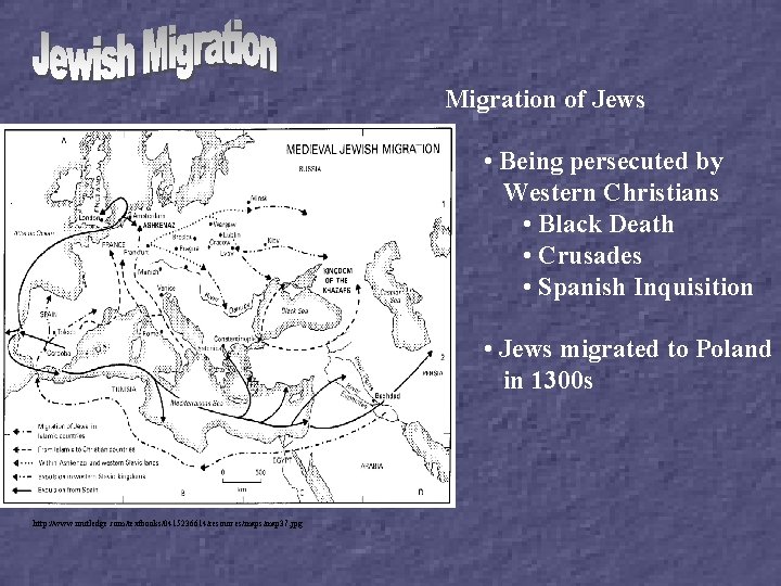 Migration of Jews • Being persecuted by Western Christians • Black Death • Crusades