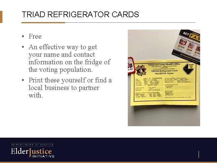 TRIAD REFRIGERATOR CARDS • Free • An effective way to get your name and