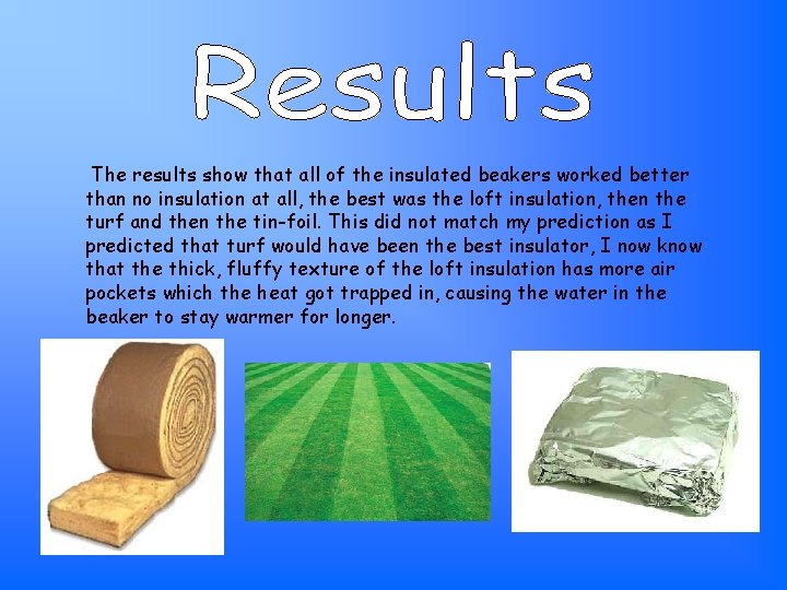 The results show that all of the insulated beakers worked better than no insulation