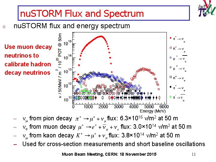 nu. STORM Flux and Spectrum o nu. STORM flux and energy spectrum Use muon