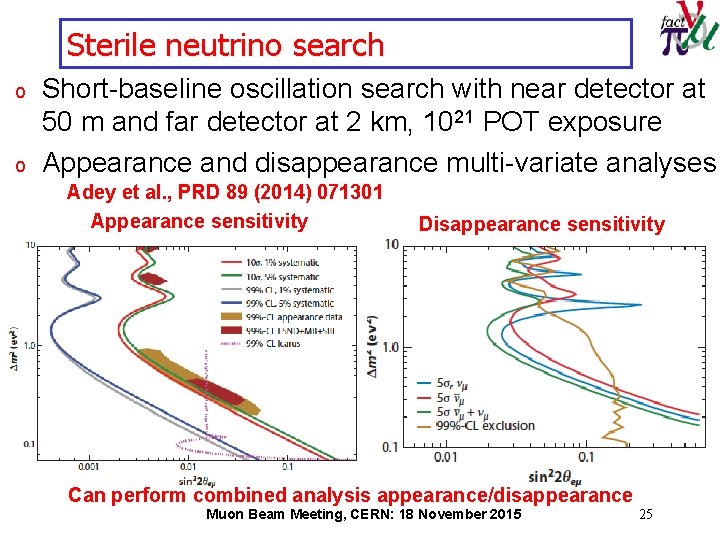 Sterile neutrino search o o Short-baseline oscillation search with near detector at 50 m