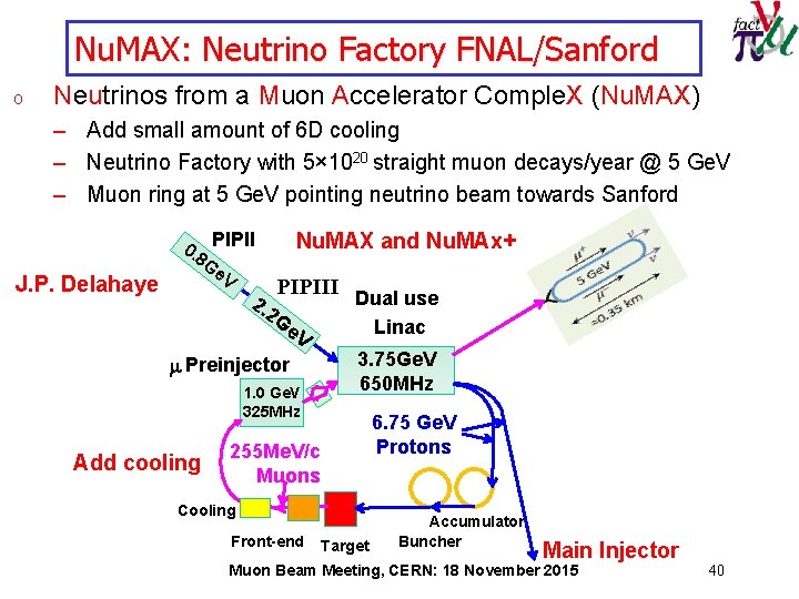 Nu. MAX: Neutrino Factory FNAL/Sanford o Neutrinos from a Muon Accelerator Comple. X (Nu.