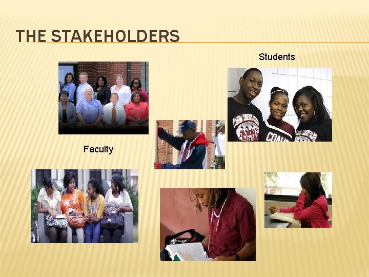 THE STAKEHOLDERS Students Faculty 