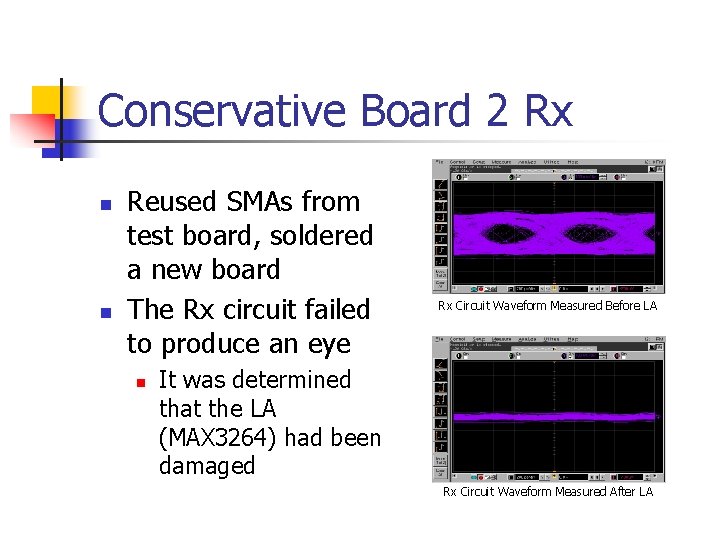 Conservative Board 2 Rx n n Reused SMAs from test board, soldered a new