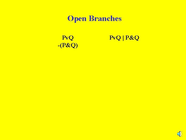 Open Branches Pv. Q -(P&Q) Pv. Q | P&Q 