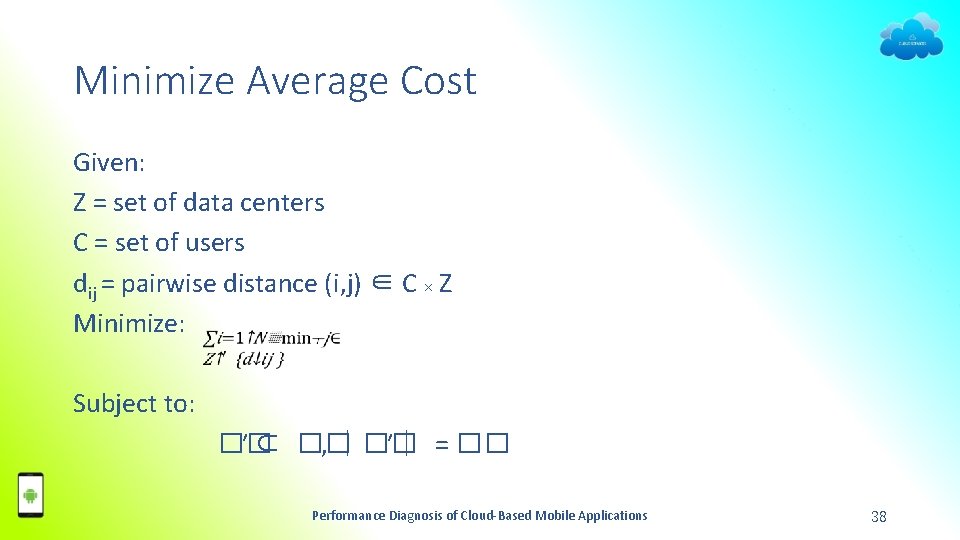 Minimize Average Cost Given: Z = set of data centers C = set of