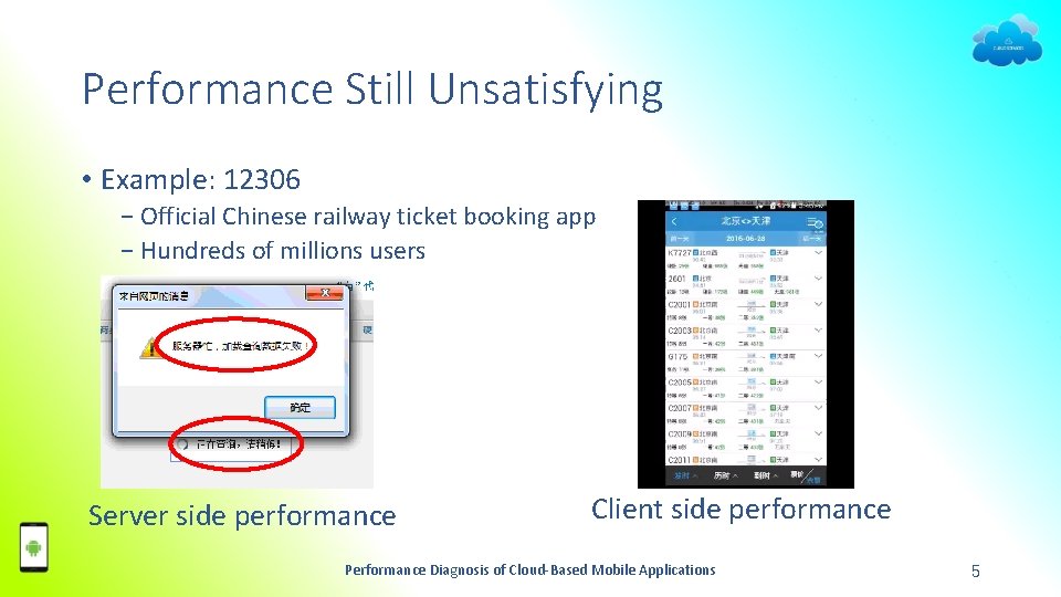 Performance Still Unsatisfying • Example: 12306 − Official Chinese railway ticket booking app −