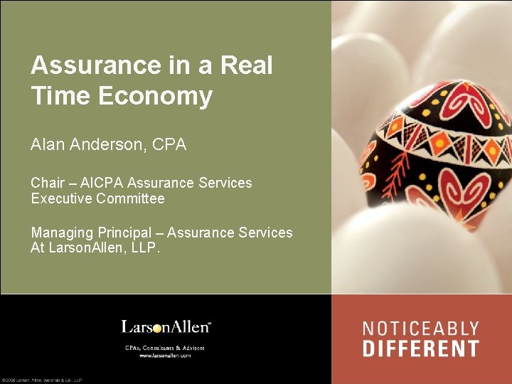 Assurance In A Real Time Economy Alan Anderson