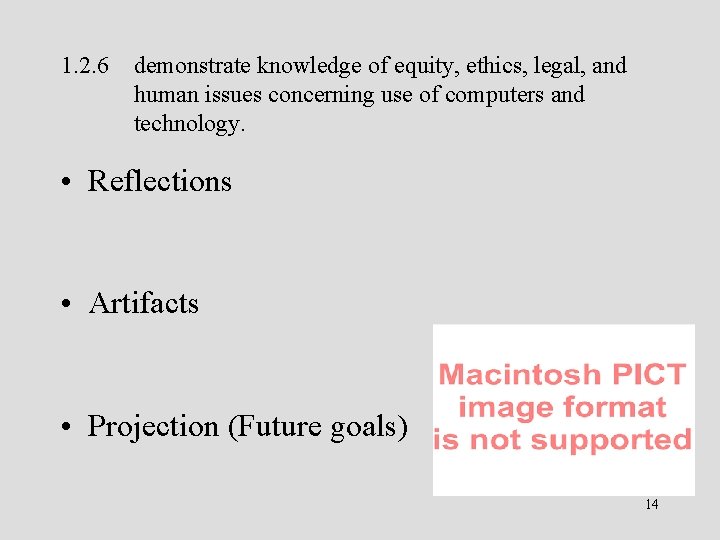 1. 2. 6 demonstrate knowledge of equity, ethics, legal, and human issues concerning use