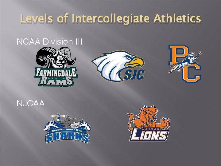 Levels of Intercollegiate Athletics NCAA Division III NJCAA 