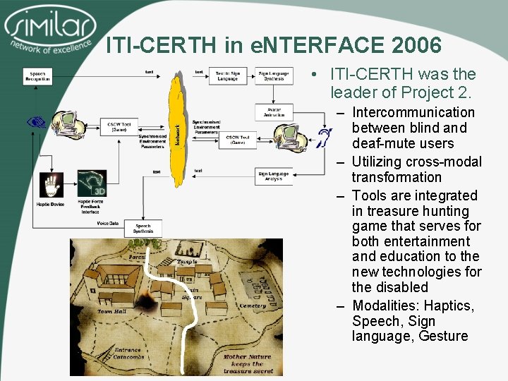 ITI-CERTH in e. NTERFACE 2006 • ITI-CERTH was the leader of Project 2. –