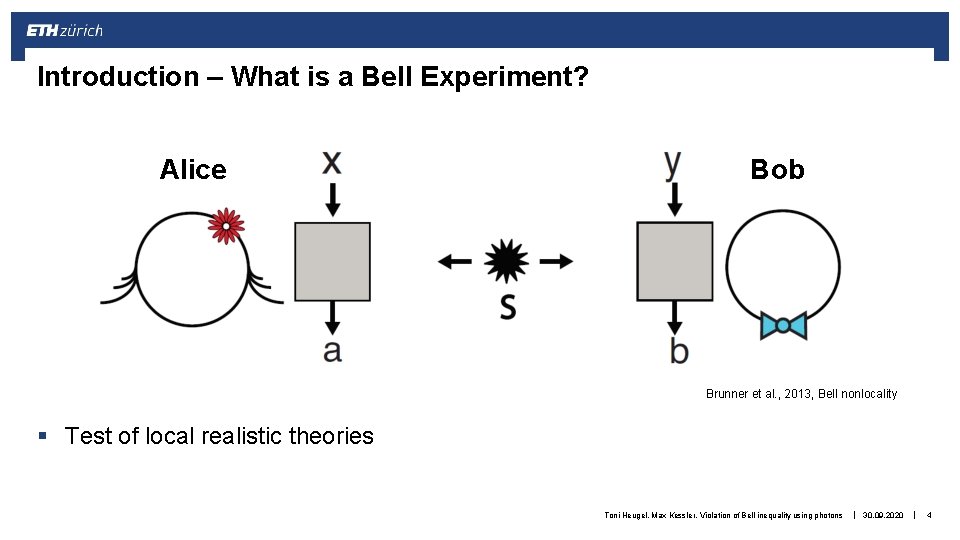 Introduction – What is a Bell Experiment? Alice Bob Brunner et al. , 2013,