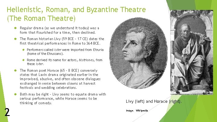 Hellenistic, Roman, and Byzantine Theatre (The Roman Theatre) Regular drama (as we understand it