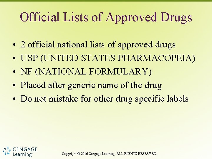 Official Lists of Approved Drugs • • • 2 official national lists of approved