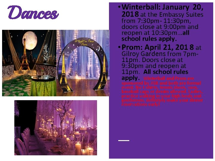 Dances • Winterball: January 20, 2018 at the Embassy Suites from 7: 30 pm-