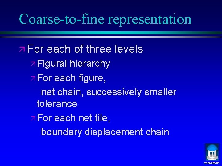 Coarse-to-fine representation ä For each of three levels ä Figural hierarchy ä For each