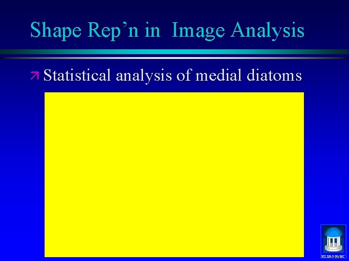 Shape Rep’n in Image Analysis ä Statistical analysis of medial diatoms MIDAG@UNC 
