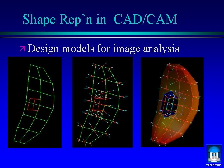 Shape Rep’n in CAD/CAM ä Design models for image analysis MIDAG@UNC 